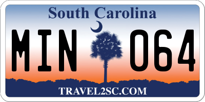 SC license plate MIN064