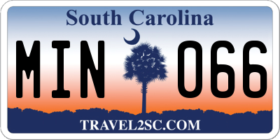 SC license plate MIN066