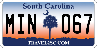 SC license plate MIN067