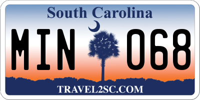 SC license plate MIN068