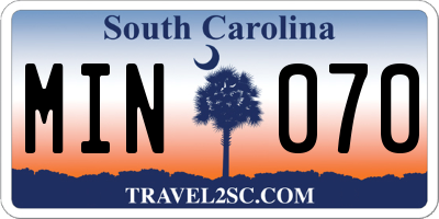 SC license plate MIN070