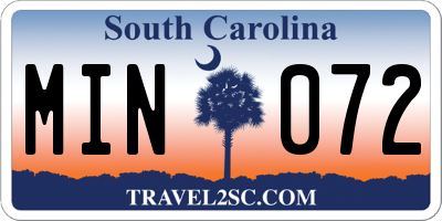 SC license plate MIN072