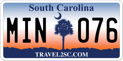 SC license plate MIN076