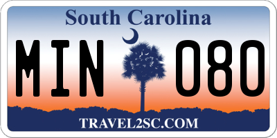 SC license plate MIN080