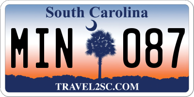 SC license plate MIN087
