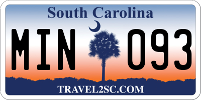 SC license plate MIN093