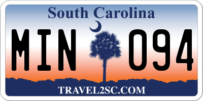 SC license plate MIN094
