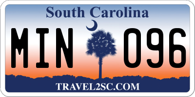 SC license plate MIN096