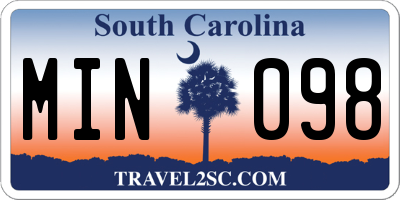 SC license plate MIN098