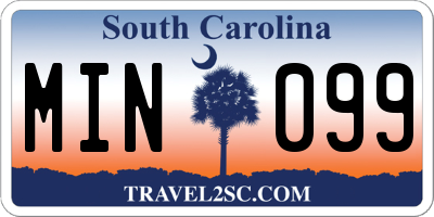 SC license plate MIN099