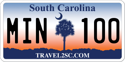 SC license plate MIN100
