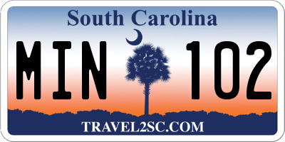 SC license plate MIN102