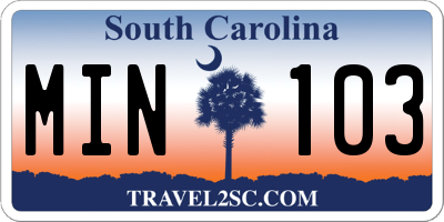 SC license plate MIN103