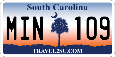 SC license plate MIN109