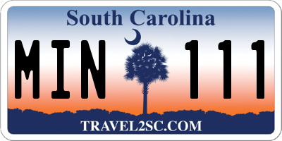SC license plate MIN111