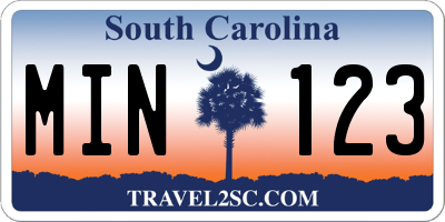 SC license plate MIN123