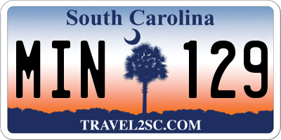 SC license plate MIN129