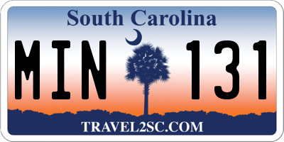 SC license plate MIN131