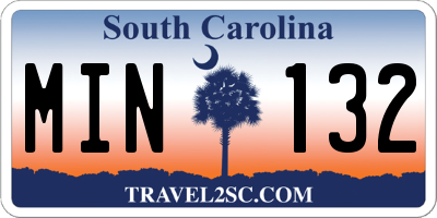 SC license plate MIN132