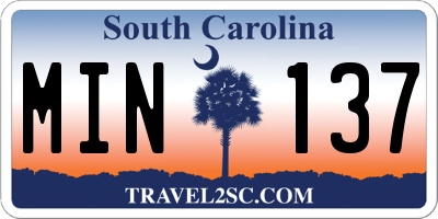 SC license plate MIN137