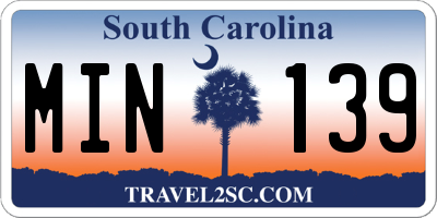 SC license plate MIN139