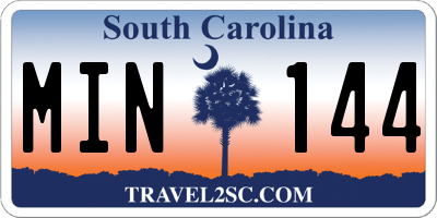 SC license plate MIN144