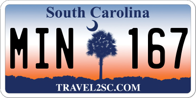SC license plate MIN167