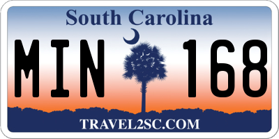 SC license plate MIN168