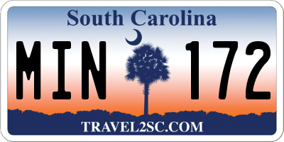 SC license plate MIN172