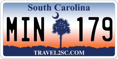 SC license plate MIN179
