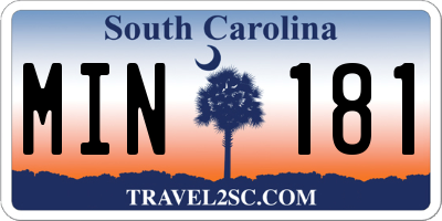 SC license plate MIN181