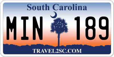 SC license plate MIN189