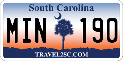 SC license plate MIN190
