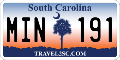 SC license plate MIN191