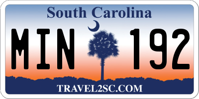 SC license plate MIN192