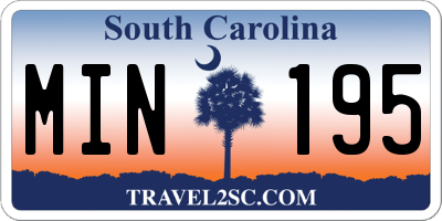 SC license plate MIN195