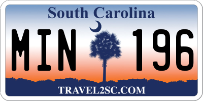 SC license plate MIN196