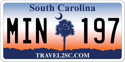 SC license plate MIN197