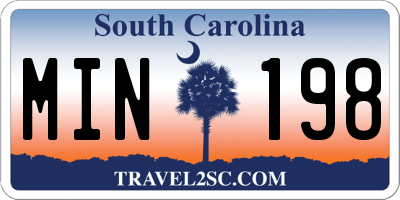 SC license plate MIN198