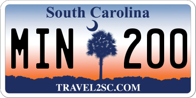 SC license plate MIN200