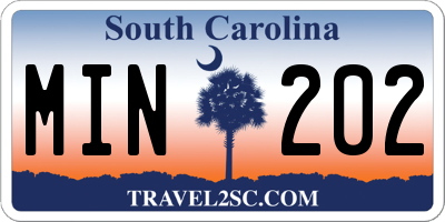 SC license plate MIN202