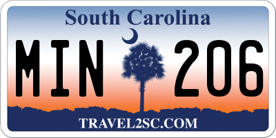 SC license plate MIN206