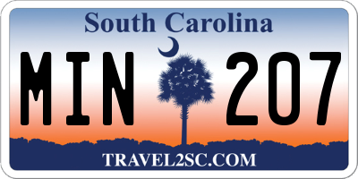 SC license plate MIN207