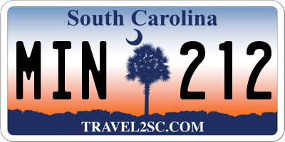 SC license plate MIN212