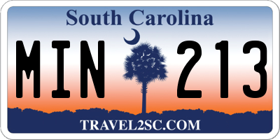 SC license plate MIN213