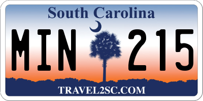 SC license plate MIN215