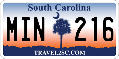 SC license plate MIN216