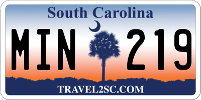 SC license plate MIN219