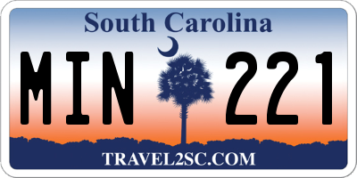 SC license plate MIN221
