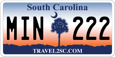 SC license plate MIN222